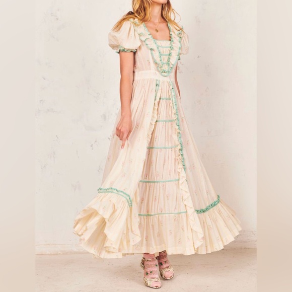 NEW Loveshackfancy Theo Dress Ruffled Cotton Maxi Cottage 4 Freepeople - Picture 5 of 14